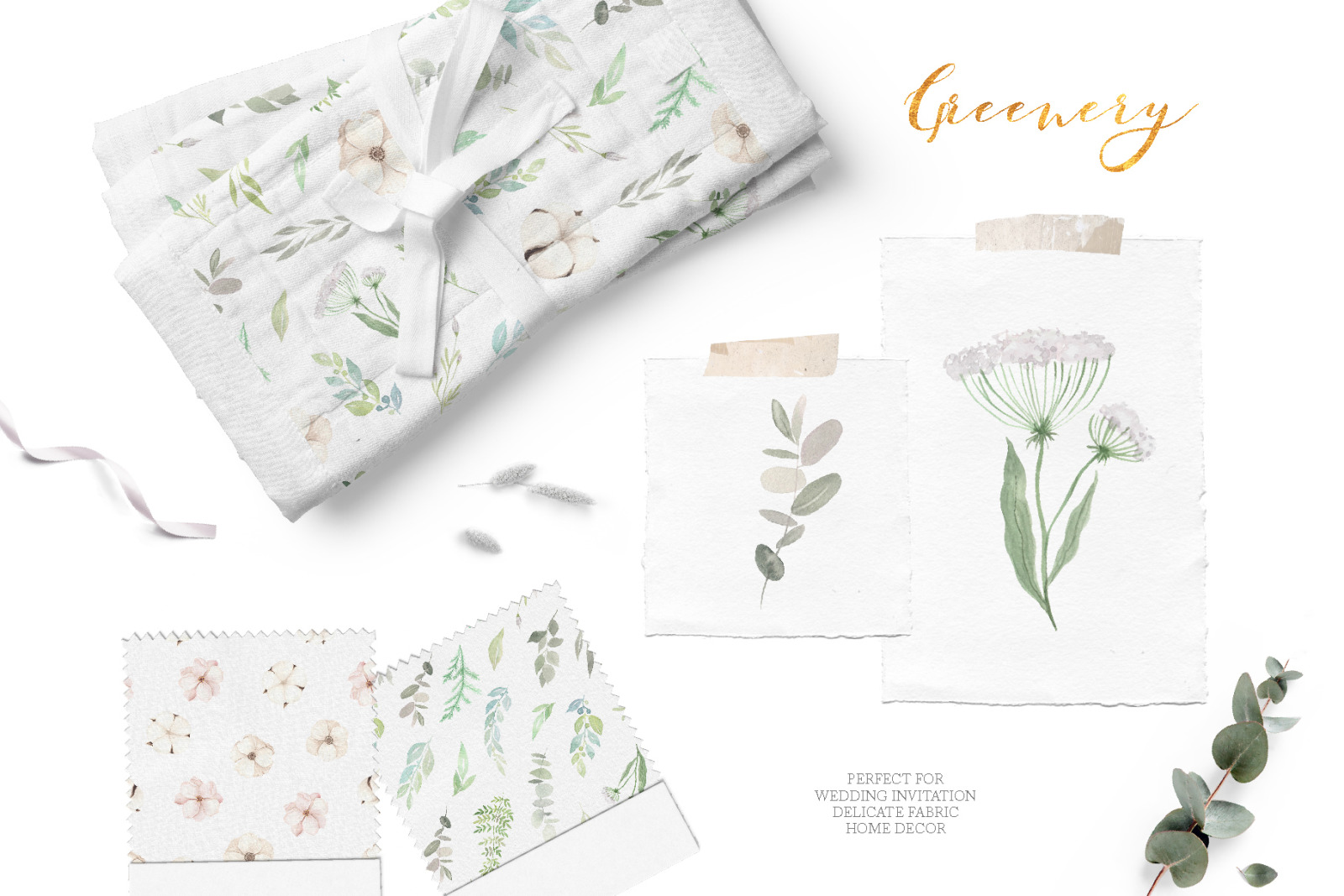 Watercolor Greenery Eucalyptus Set