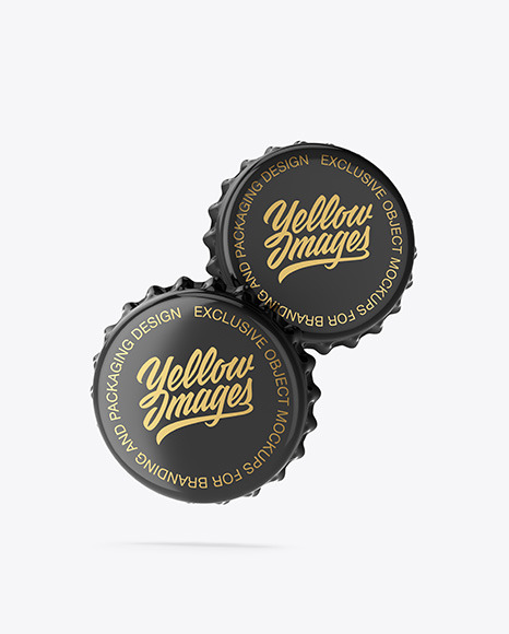 Glossy Bottle Caps Mockup