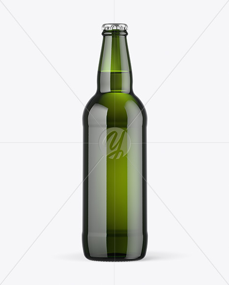 Green Glass Beer Bottle Mockup