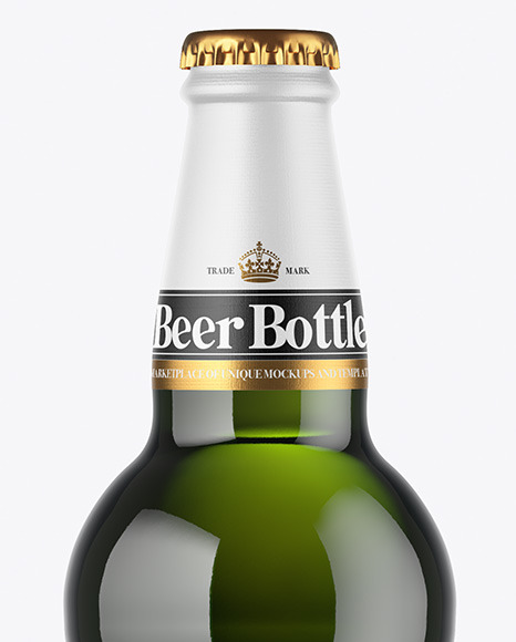 Green Glass Beer Bottle Mockup