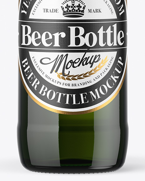 Green Glass Beer Bottle Mockup