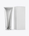 Metallic Cosmetic Tube with Box Mockup