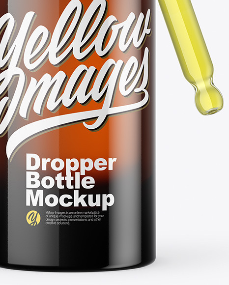 Amber Glass Dropper Bottle Mockup