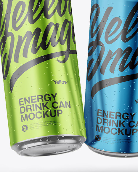 Five Glossy Metallic Cans Mockup