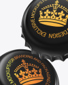 Glossy Metallic Bottle Caps Mockup