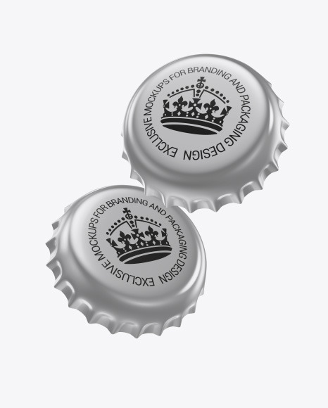 Glossy Metallic Bottle Caps Mockup