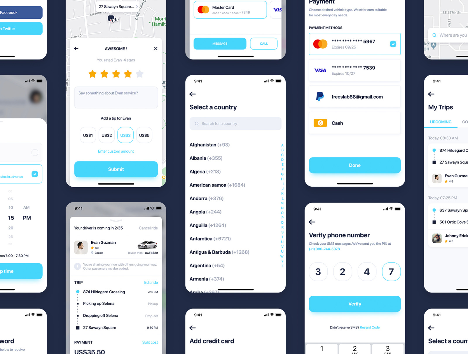 Car Sharing mobile UI Kit Car Sharing mobile UI Kit