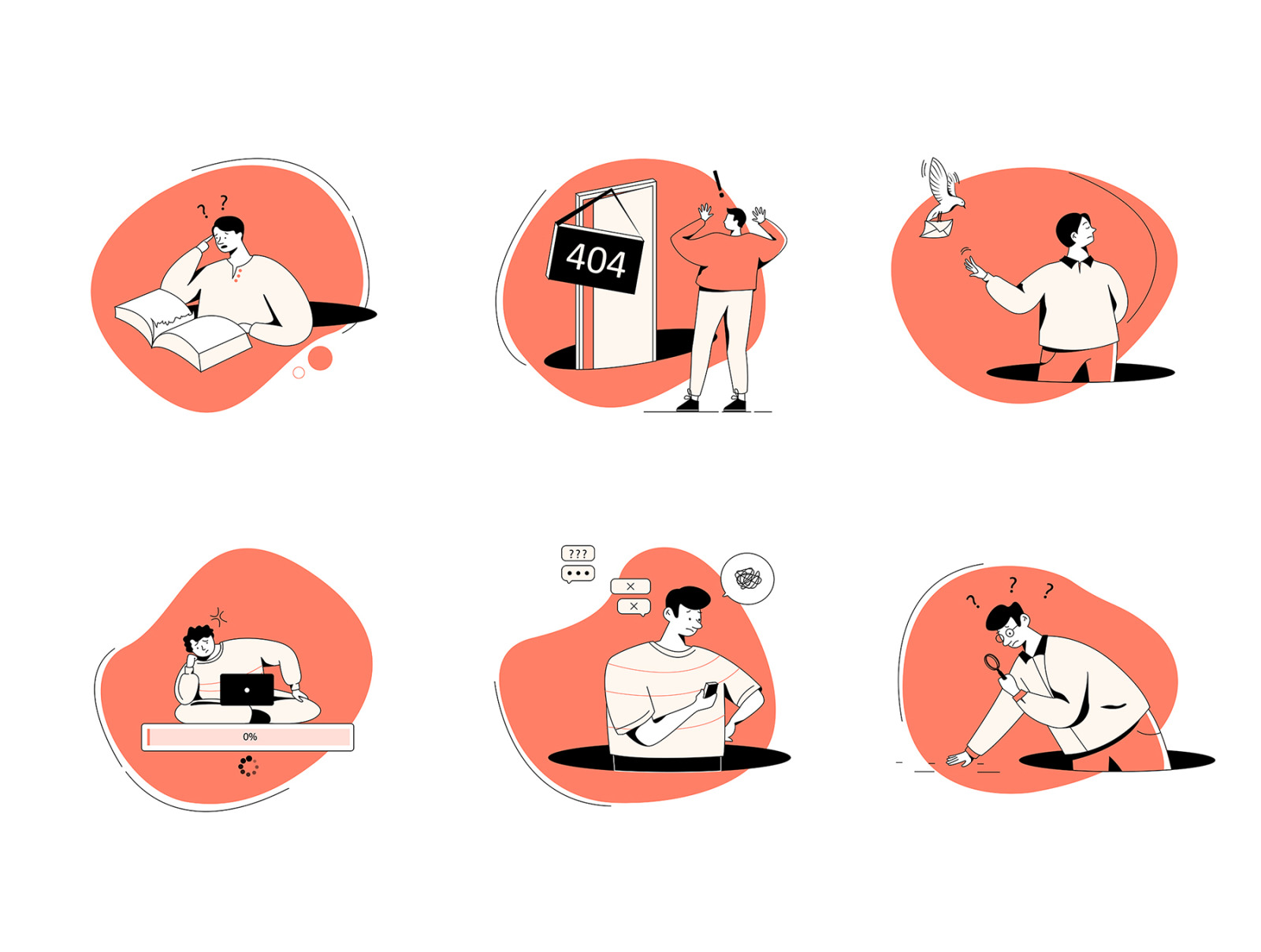 Error State Illustrations Pack on Yellow Images Creative Store - 57313