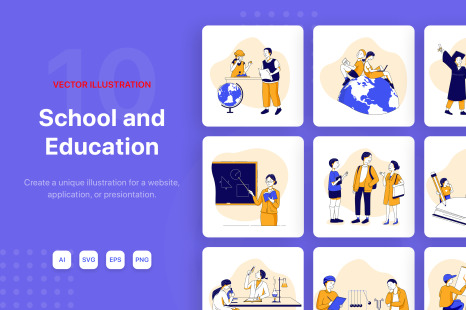 School & Education Illustration Kit - Web banner