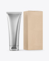 Metallic Cosmetic Tube with Kraft Box Mockup
