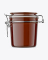 Amber Glass Jar with Clamp Lid Mockup Amber Glass Jar with Clamp Lid Mockup