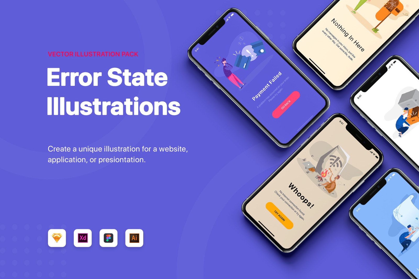 Error State Illustration Pack on Yellow Images Creative Store - 57340