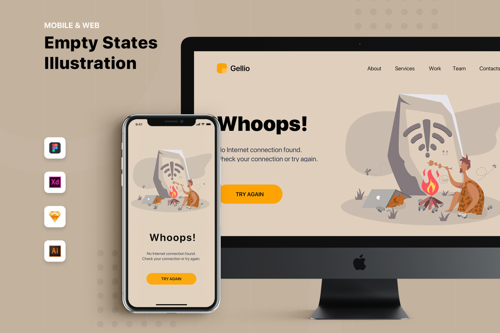 Error State Illustration Pack on Yellow Images Creative Store - 57340