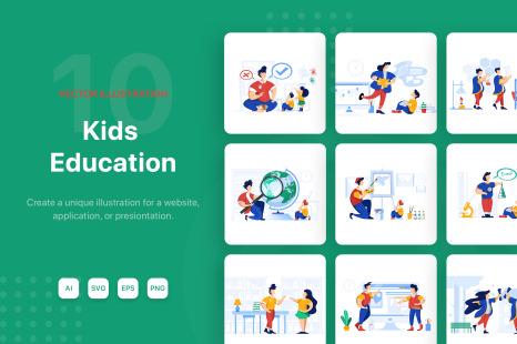 Kids Education Illustration Pack - Web banner