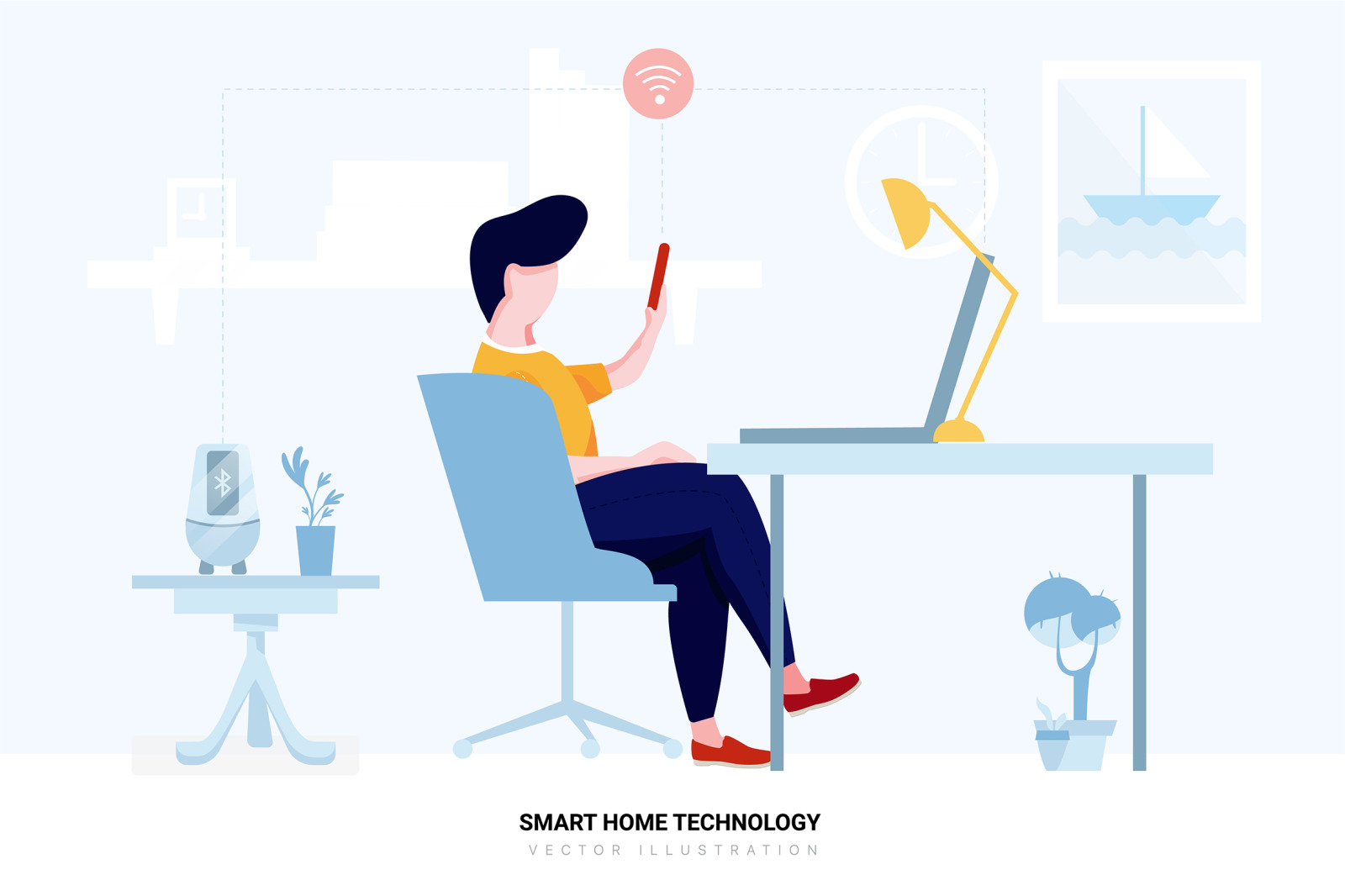 Smart Home Technology Vector Scenes