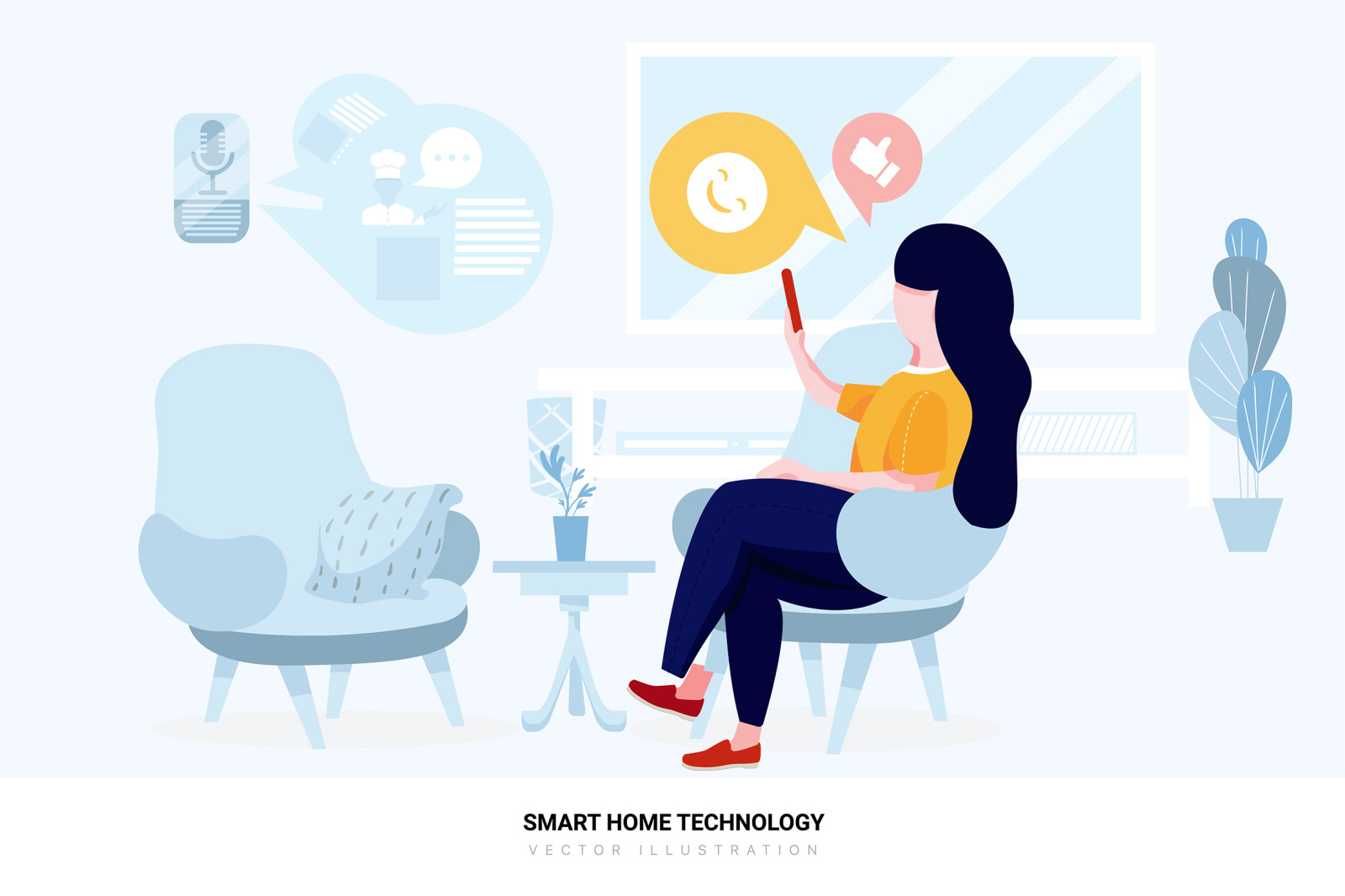 Smart Home Technology Vector Scenes