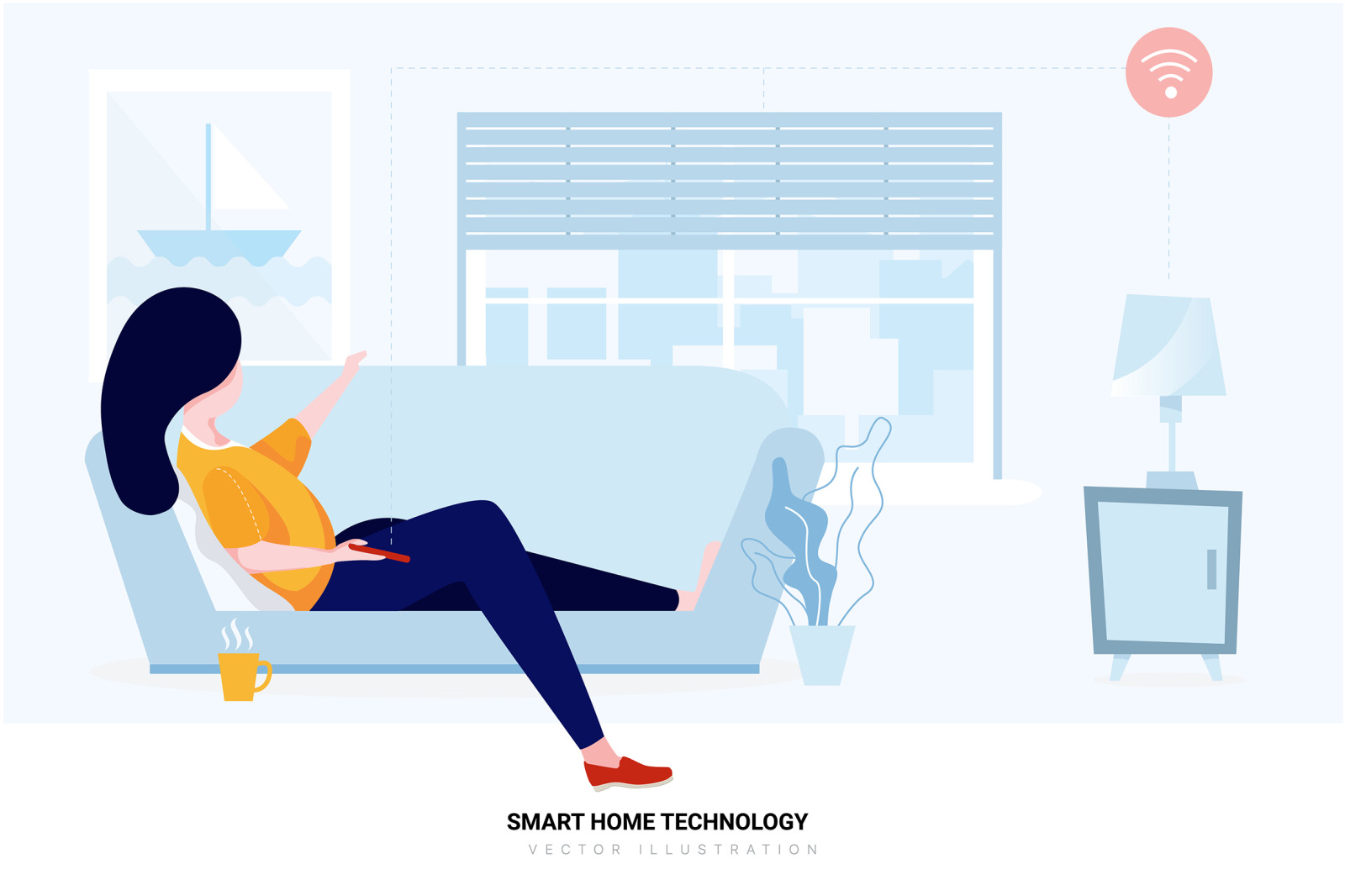 Smart Home Technology Vector Scenes