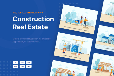 Construction & Real Estate Vector Illustration - Web banner