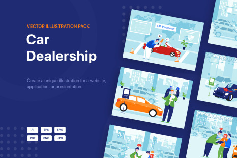 Car Dealership Vector Illustration Pack - Buyers