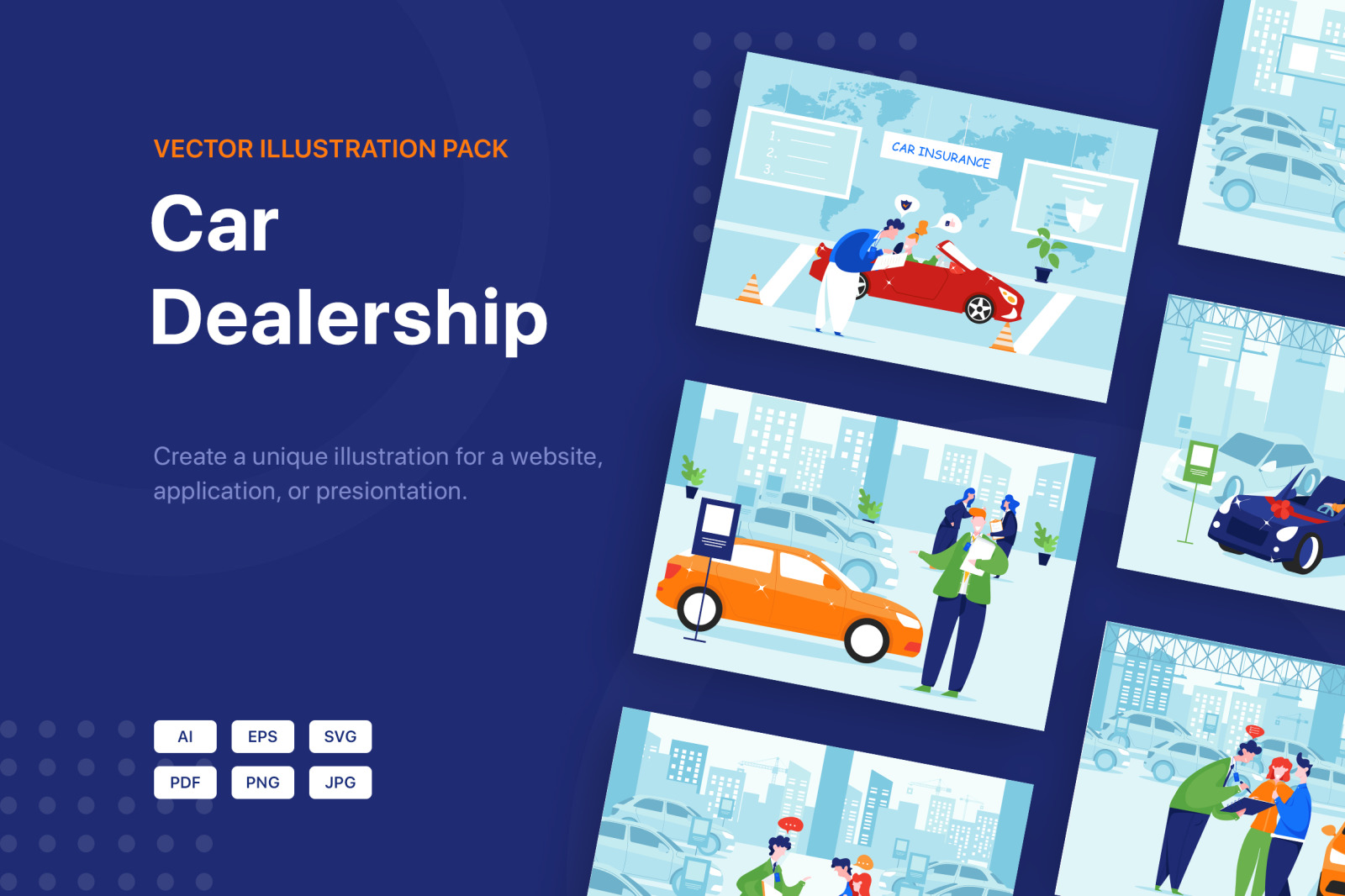 Car Dealership Vector Illustration Pack Car Dealership Vector Illustration Pack