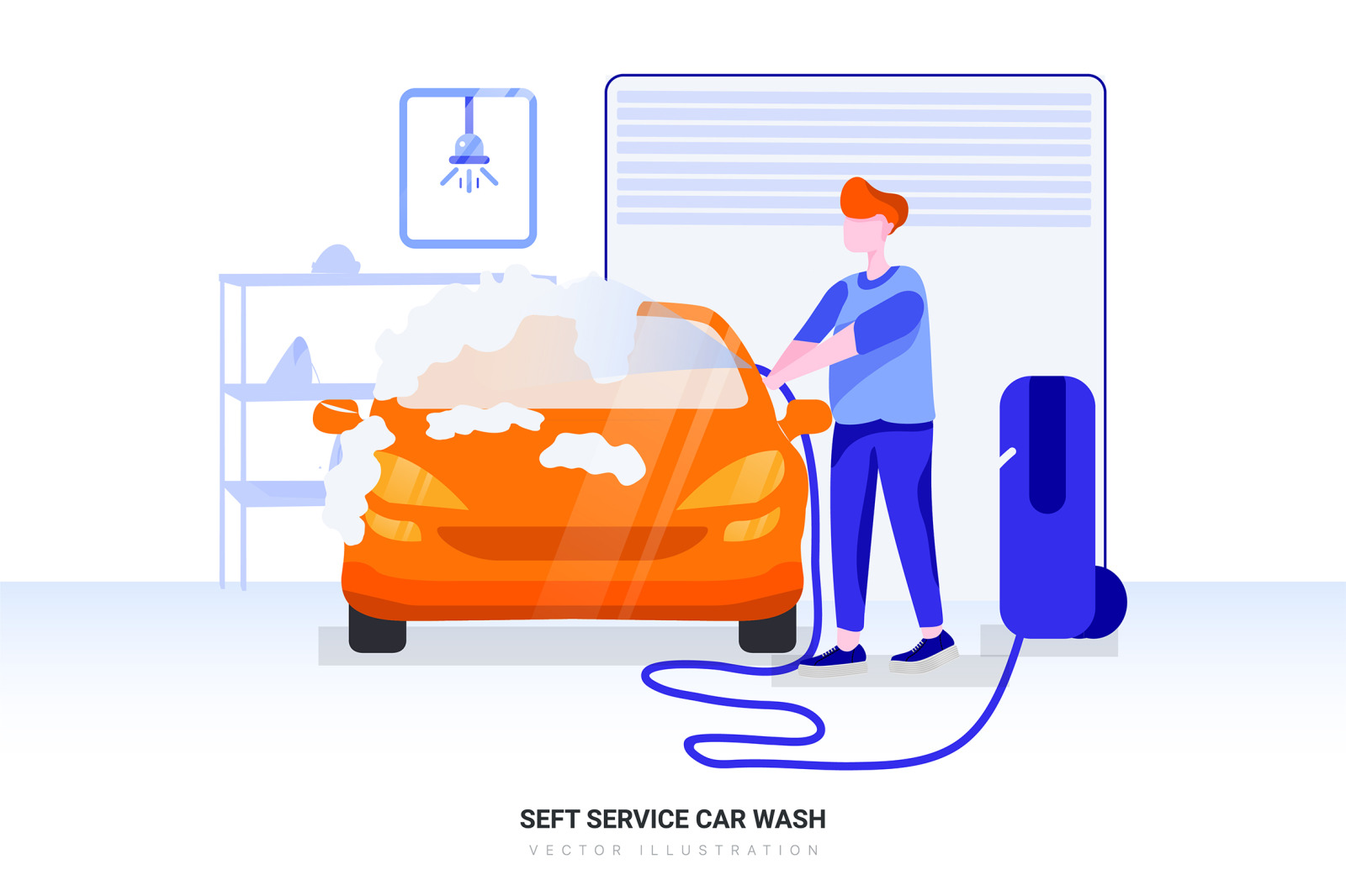 Car Wash & Repair Vector Scenes Car Wash & Repair Vector Scenes
