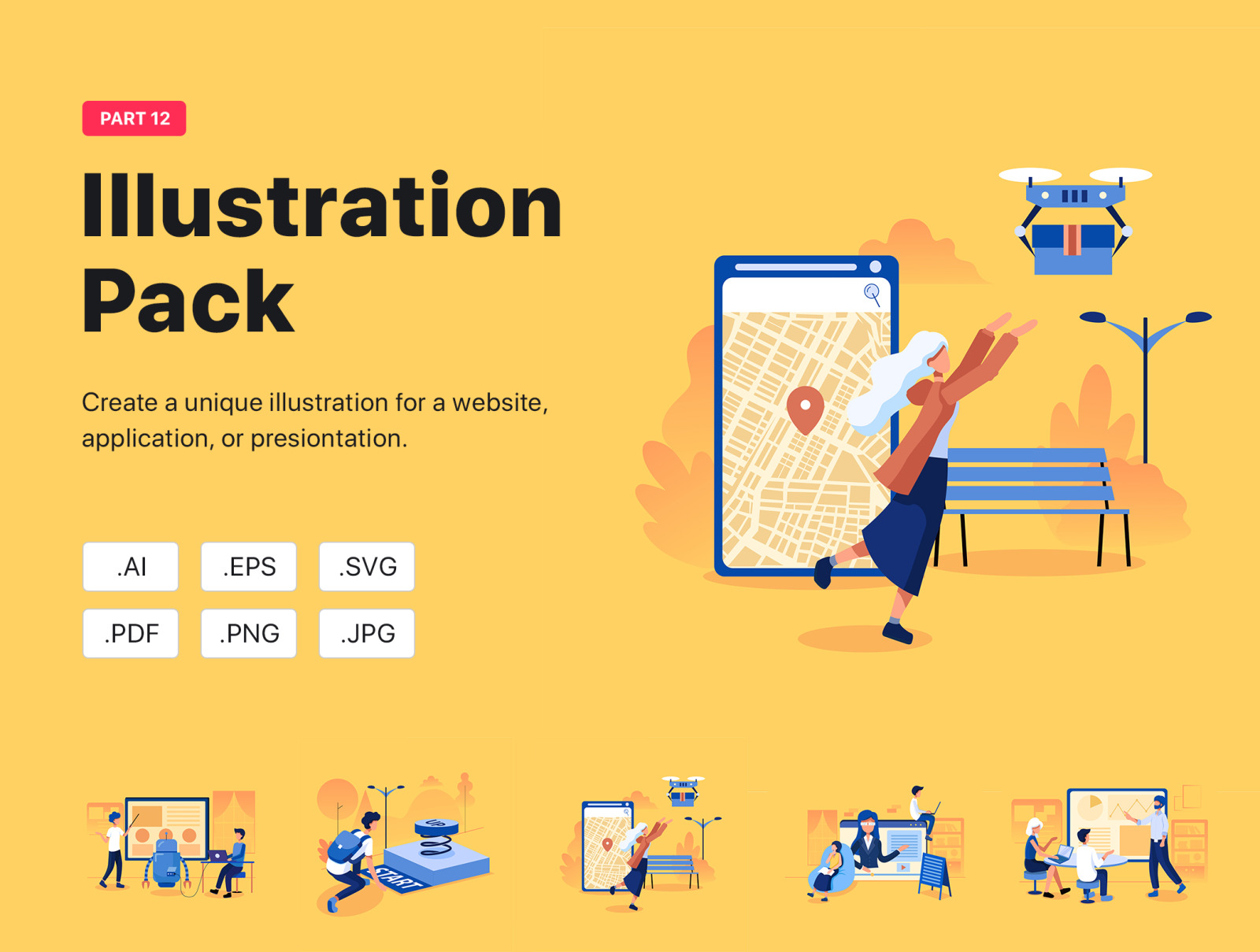 Business Technology Illustration Set Business Technology Illustration Set