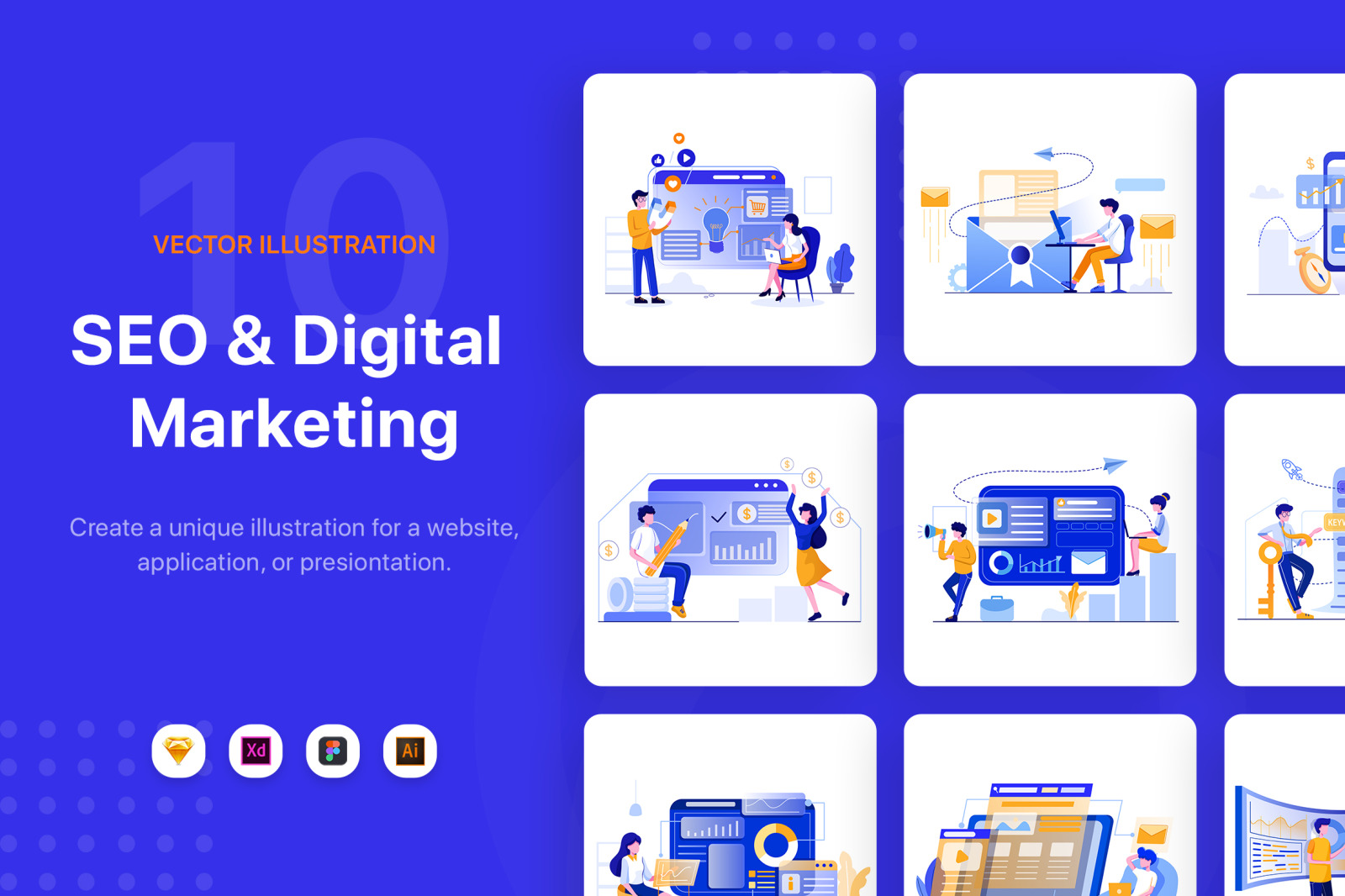 SEO &amp; Digital Marketing Illustration