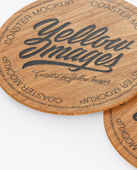 Wooden Beverage Coasters Mockup