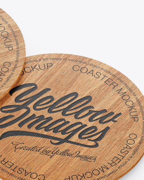 Wooden Beverage Coasters Mockup