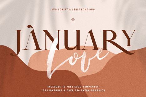 January Love SVG Font Duo With Free Logo Templates & Hand Drawn Graphics - Watercolor font