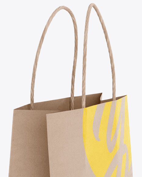 Kraft Paper Shopping Bag Mockup - Half Side View