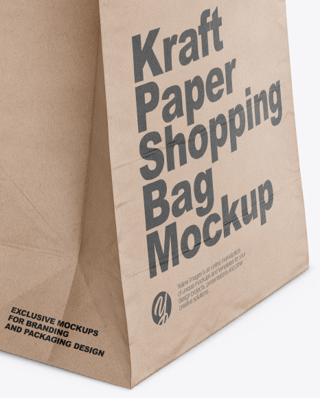 Kraft Paper Shopping Bag Mockup - Half Side View