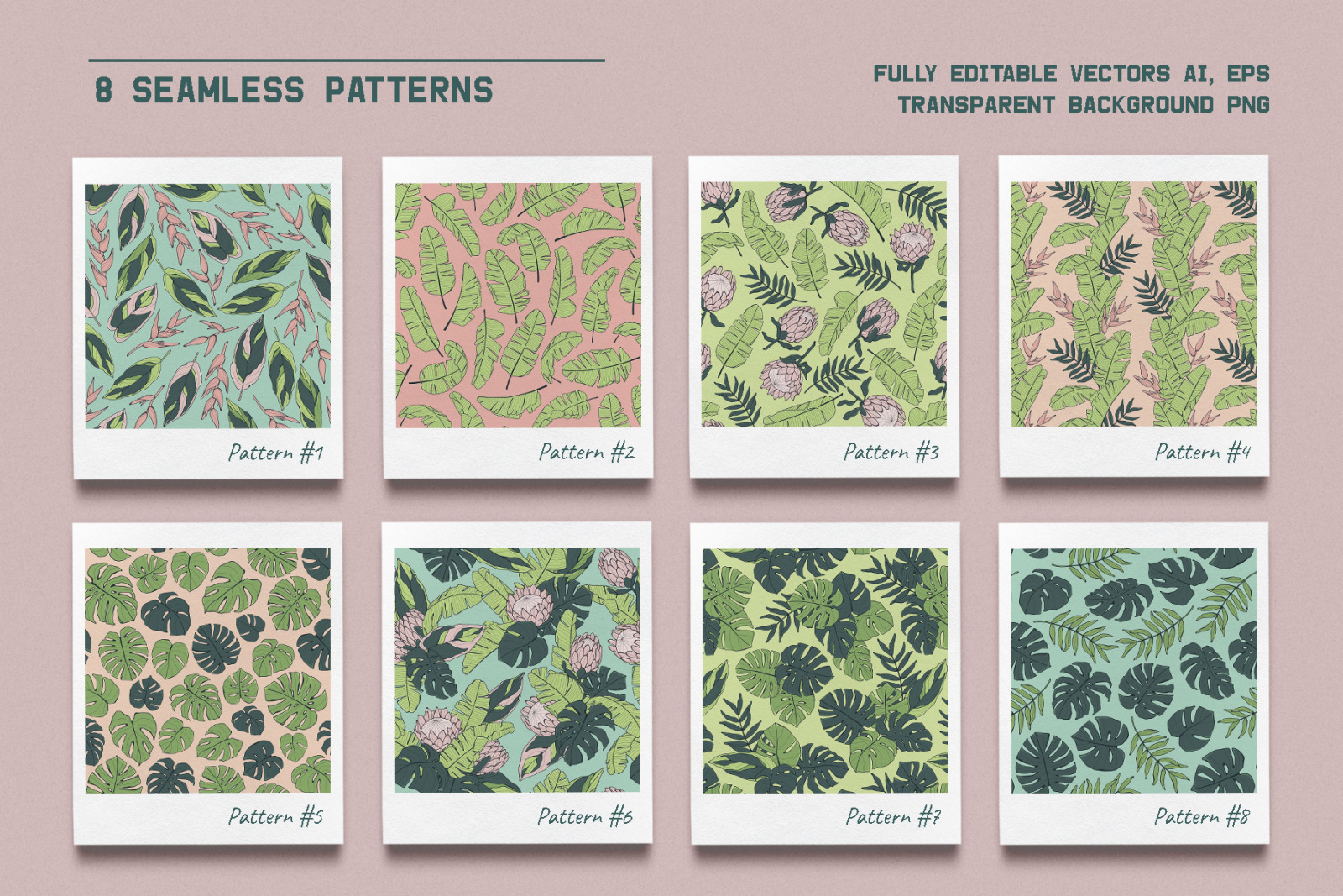 Jungle Story: tropical elements & patterns Jungle Story: tropical elements & patterns