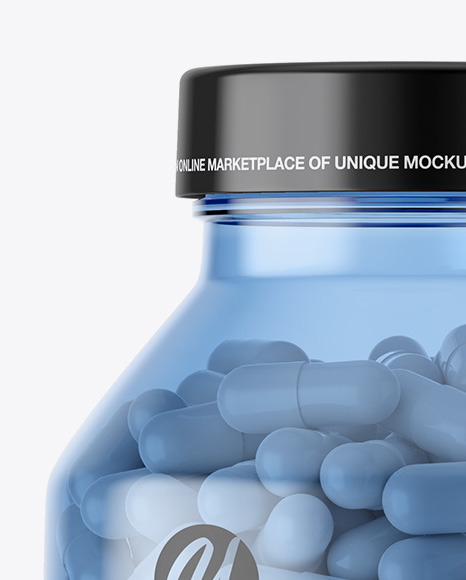 Blue Pills Bottle Mockup