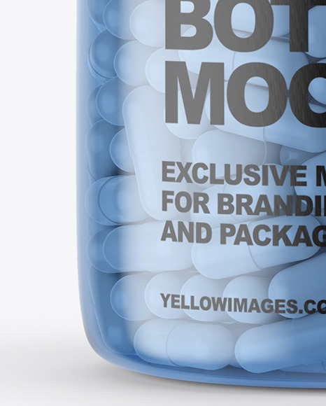 Blue Pills Bottle Mockup