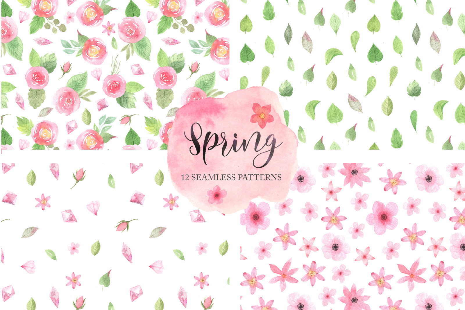12 Spring Seamless Pattern Set 12 Spring Seamless Pattern Set