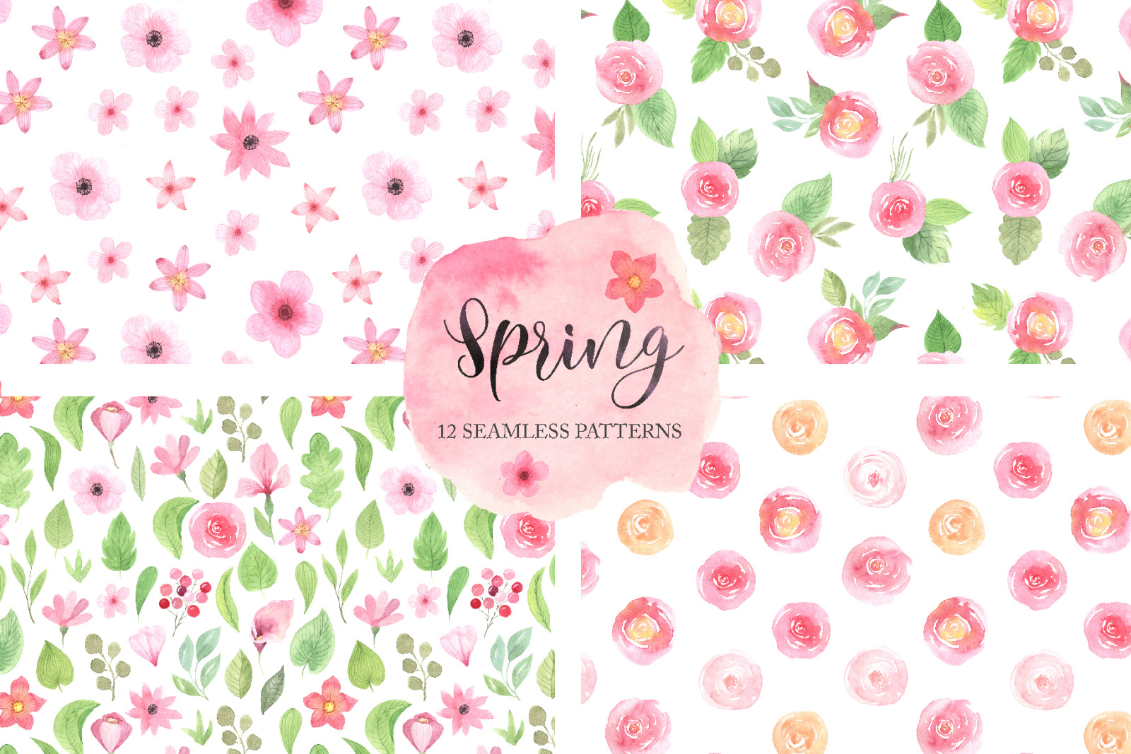 12 Spring Seamless Pattern Set 12 Spring Seamless Pattern Set