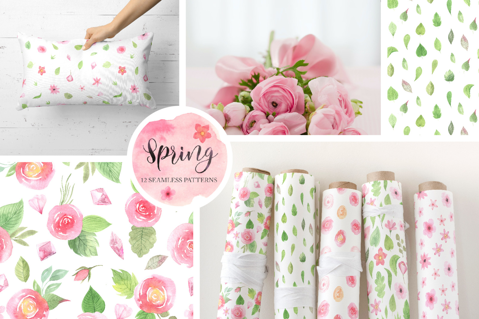 12 Spring Seamless Pattern Set 12 Spring Seamless Pattern Set