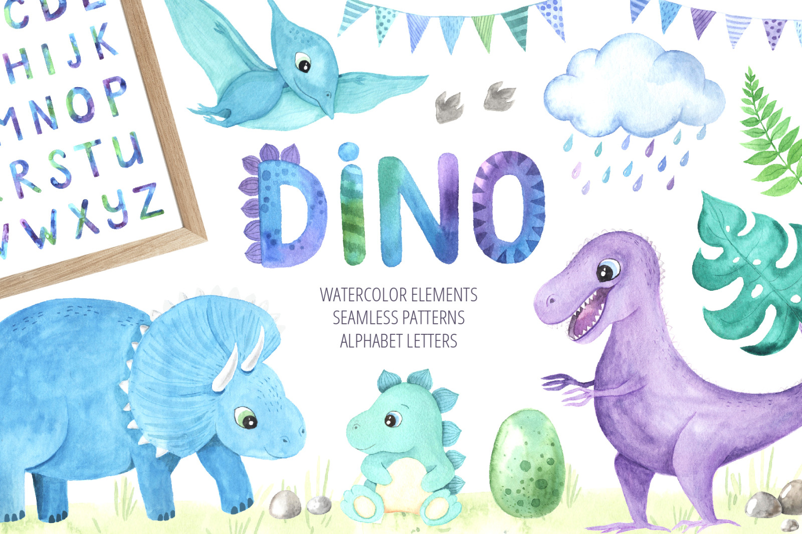 Watercolor Dinosaurs Collection Watercolor Dinosaurs Collection