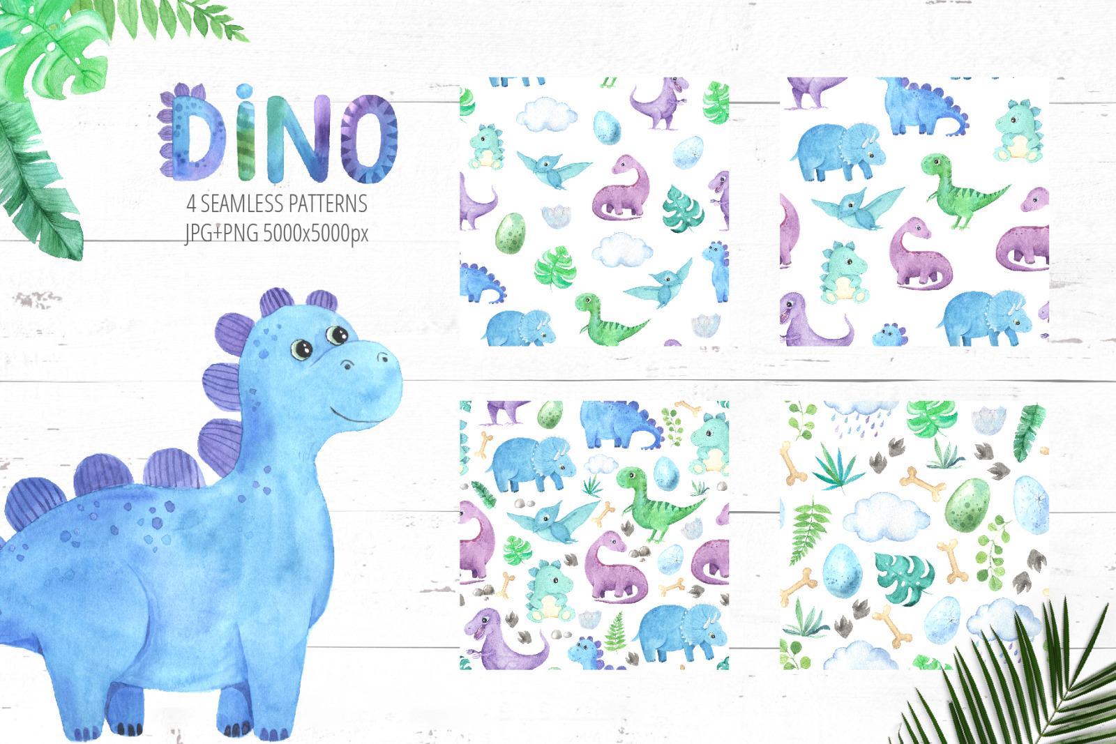 Watercolor Dinosaurs Collection