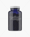 Dark Blue Pills Bottle With Glossy Cap &amp; Label Mockup