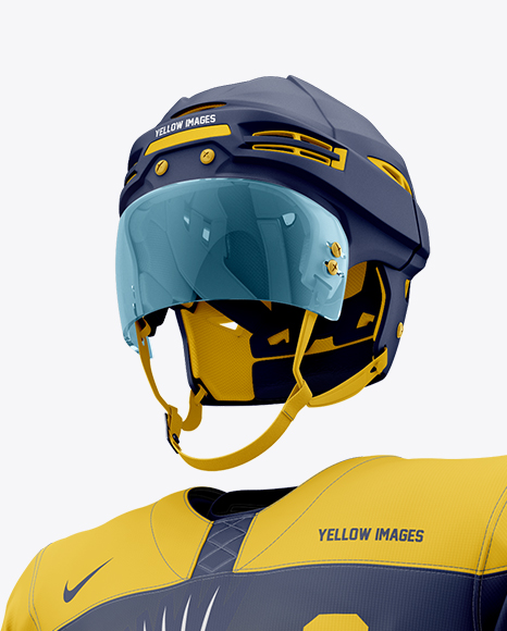 Men’s Full Ice Hockey Kit with Visor mockup (Half Side View)