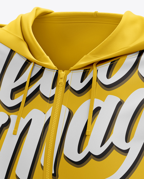 Short Sleeve Zip Hoodie Mockup - Halfside View