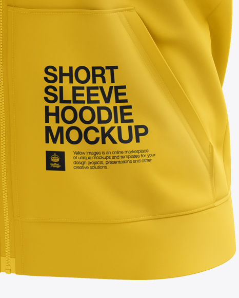 Short Sleeve Zip Hoodie Mockup - Halfside View