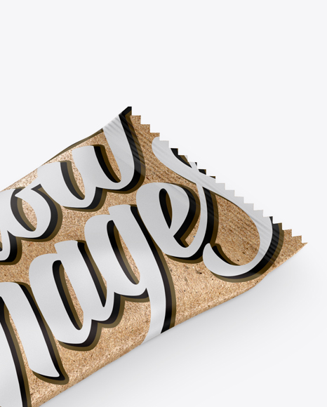 Kraft Stick Sachet Mockup - Halfside View (High-Angle Shot)