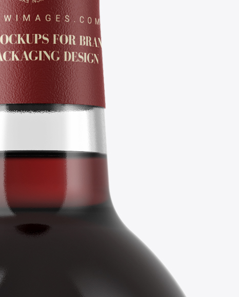 Clear Glass Bottle With Red Wine Mockup