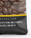 Clear Bag With Coffee Beans Mockup - Front View