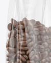 Clear Bag With Coffee Beans Mockup - Halfside View