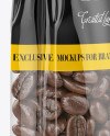 Clear Bag With Coffee Beans Mockup - Halfside View