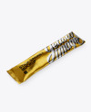 Matte Metallic Stick Sachet Mockup - Halfside View (High-Angle Shot)